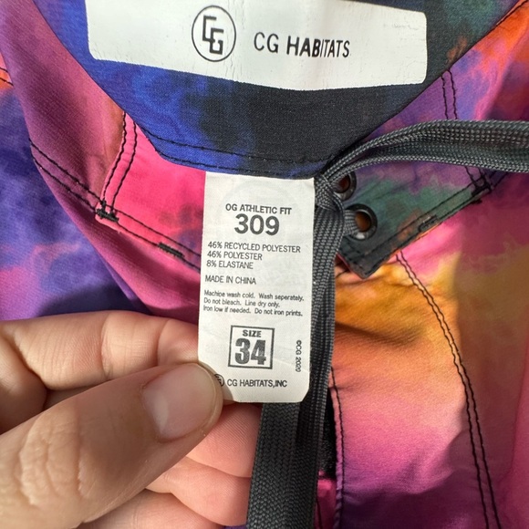 CG Habitat Men’s OG Athletic Fit 309 Board Swim Trunks Shorts Tie Dye Size 34 - Picture 8 of 10